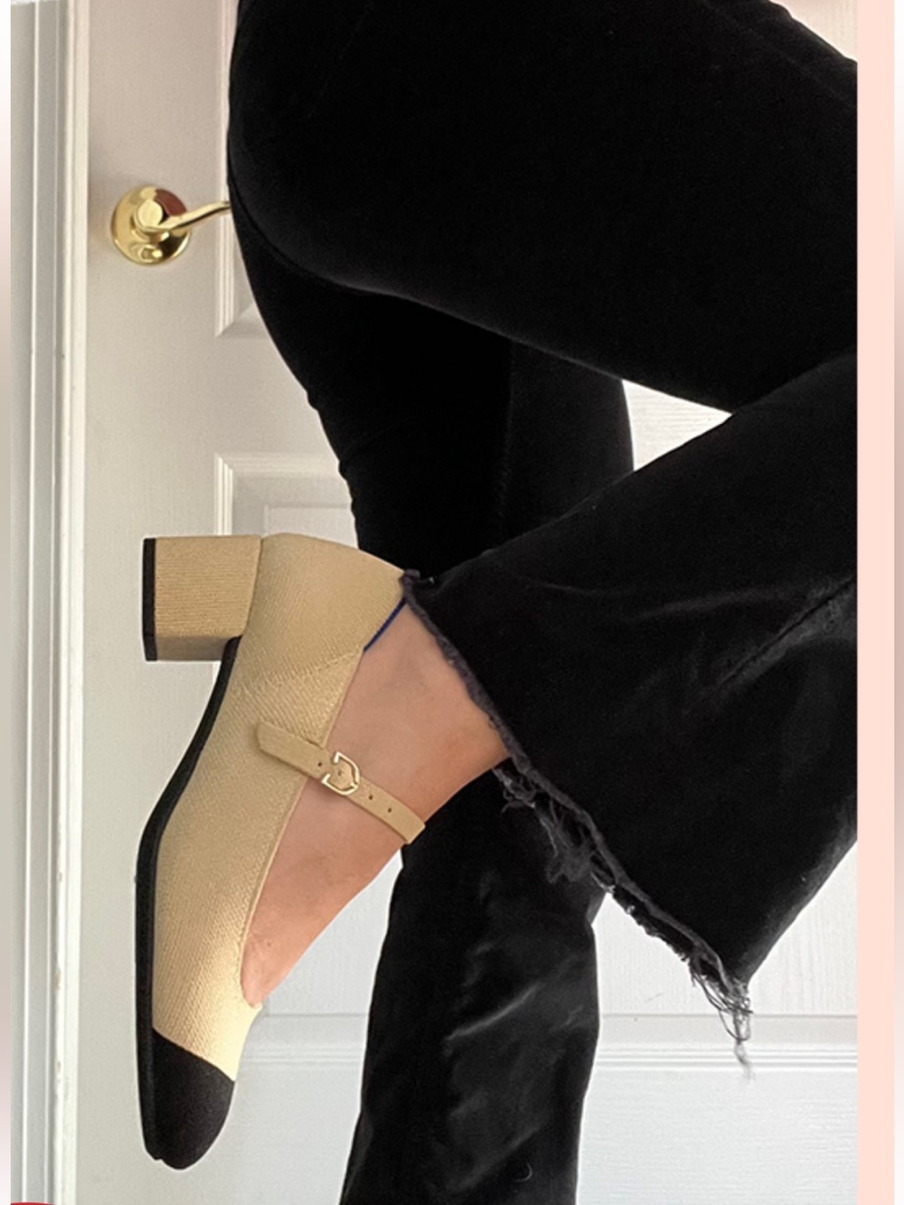 Rothy’s The Mary Jane Heel Cream Captoe